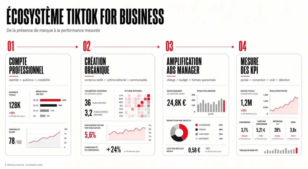 TikTok business : vue d’ensemble du compte pro, des publicités et des KPI