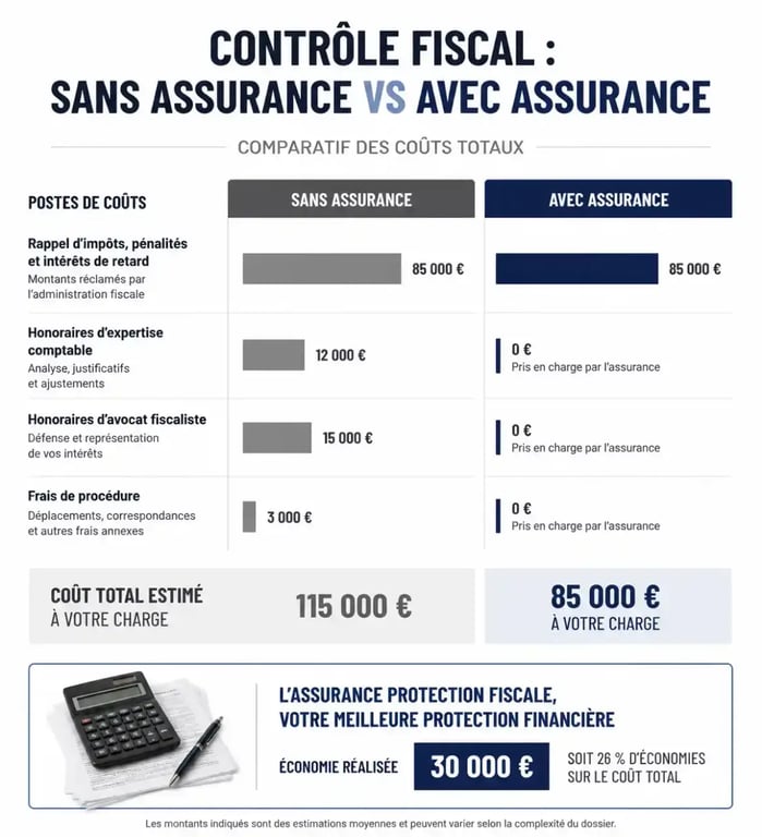 Comparatif des coûts d'une assurance protection fiscale professionnelle pour entreprise