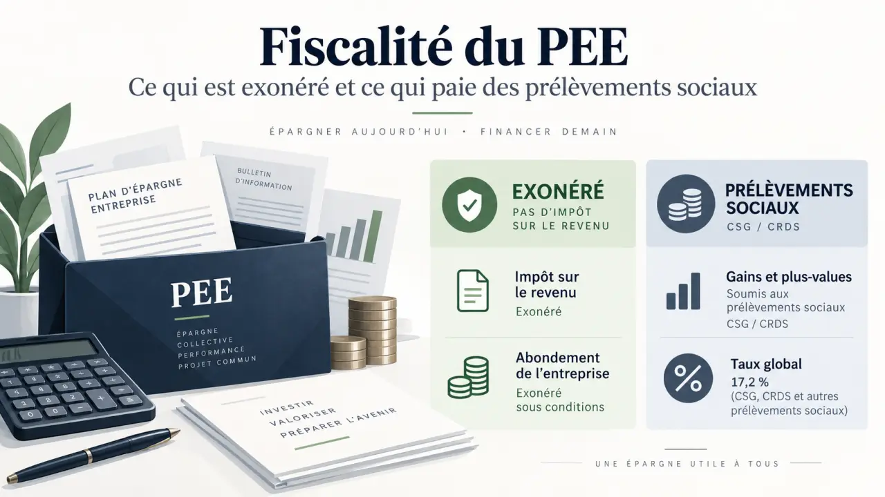 Fiscalité du PEE : ce qui est exonéré et ce qui paie des prélèvements sociaux