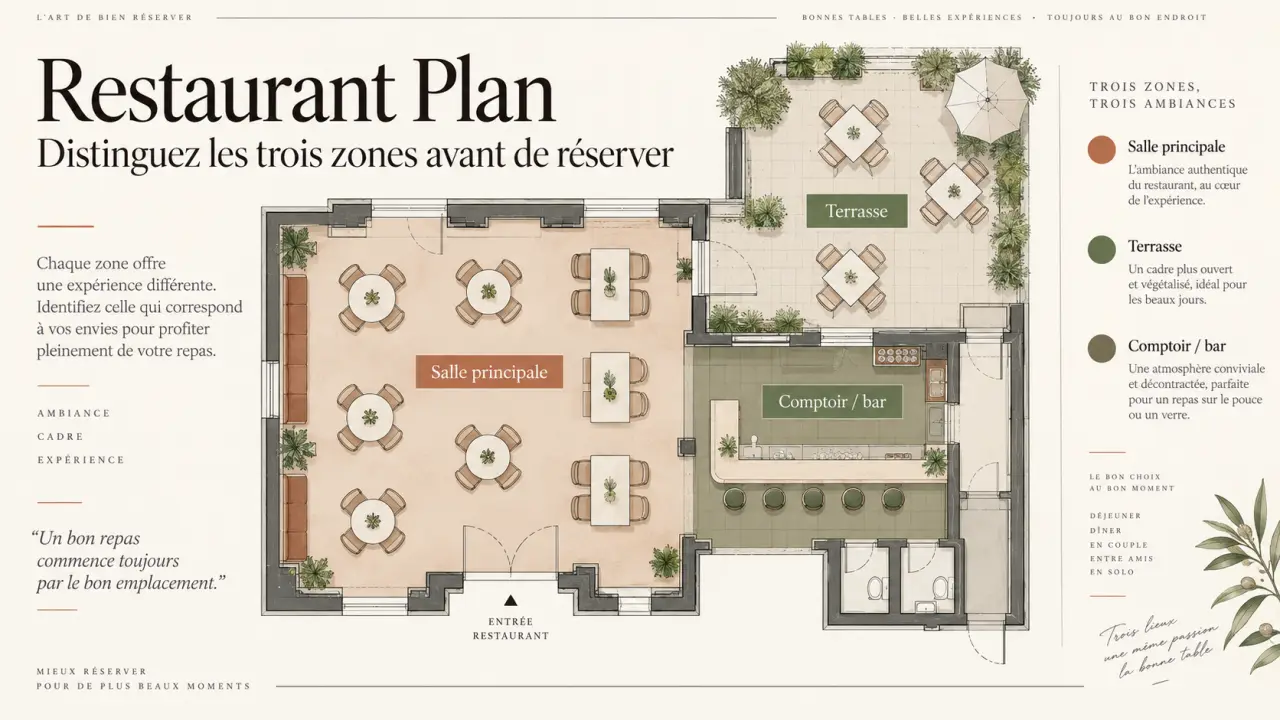 Restaurant Plan : distinguez les trois zones avant de réserver