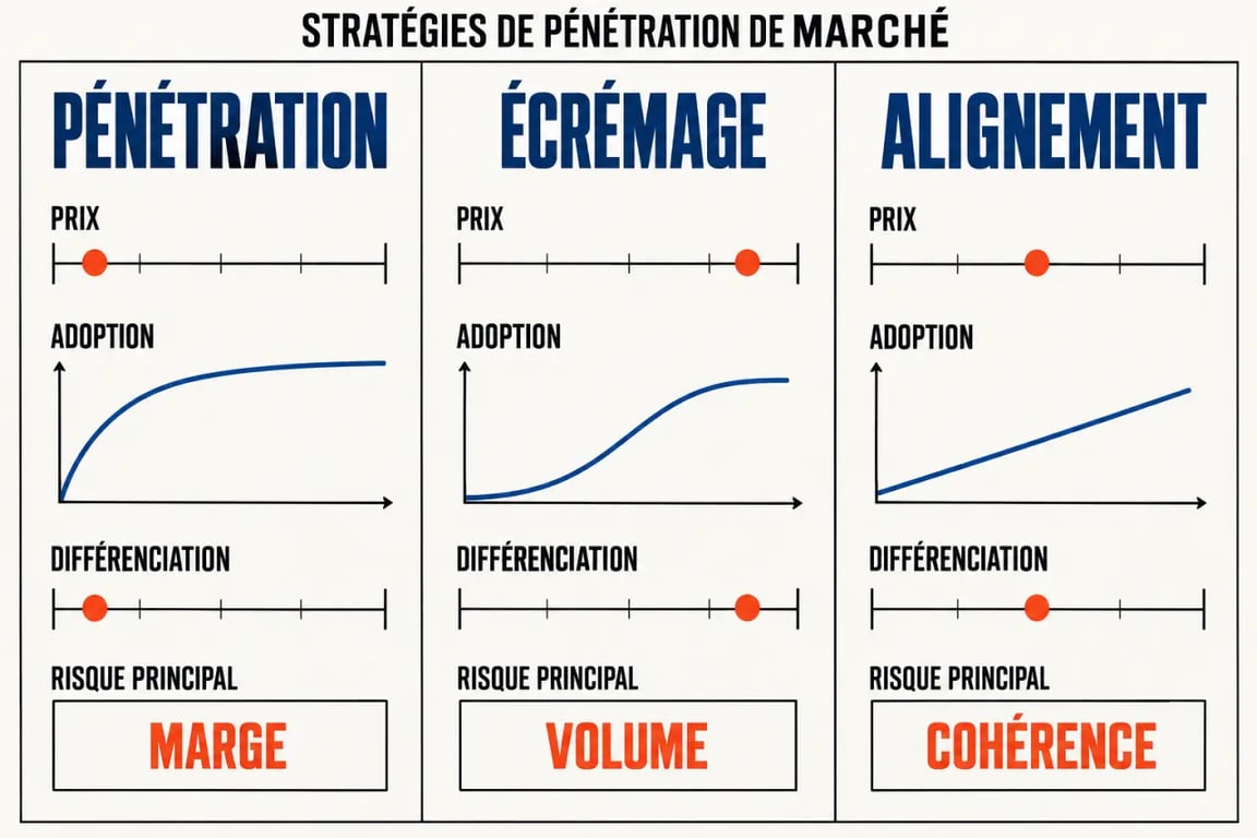 Quelles sont les meilleures stratégies de pénétration de marché pour une startup : comparaison entre pénétration, écrémage et alignement