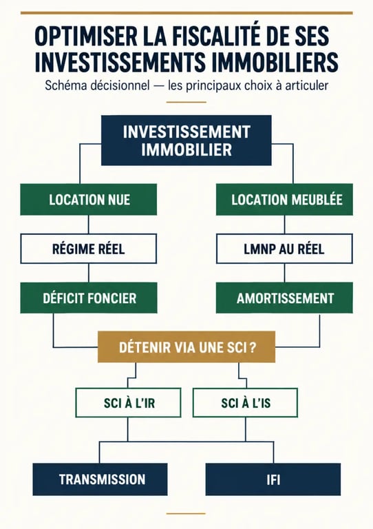 Infographie pour comprendre comment optimiser la fiscalité de ses investissements immobiliers